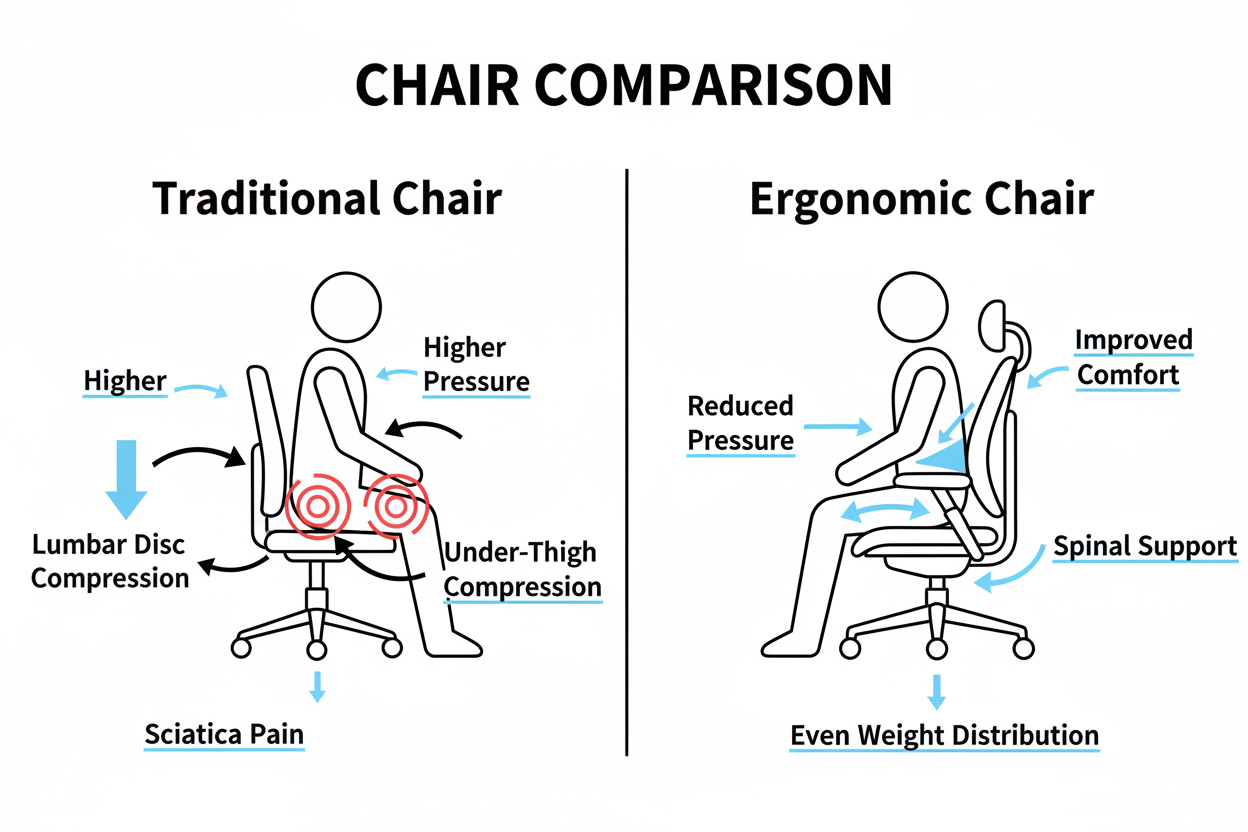 Beyond the Pain: How the Right Ergonomic Chair Relieves Sciatica During Long Work Hours