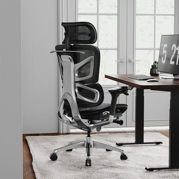 OdinLake office chair showing its five-star metal base, gas-lift column, and five caster assemblies