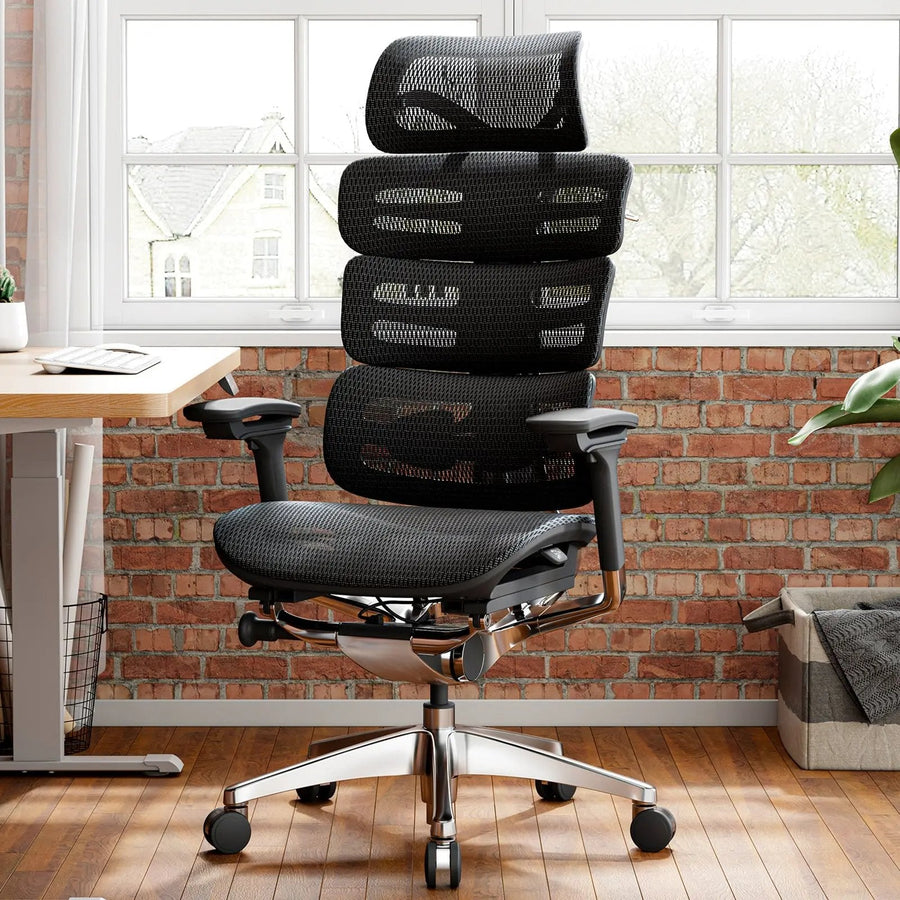 Black OdinLake O2 ergonomic office chair shown fully assembled in a home office